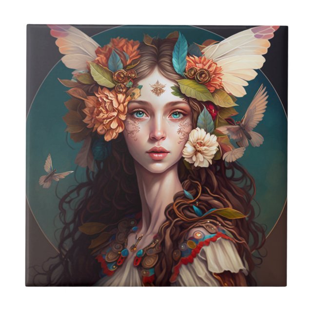 Fairy Girl Fantasy Keramik Tile Fliese (Vorderseite)