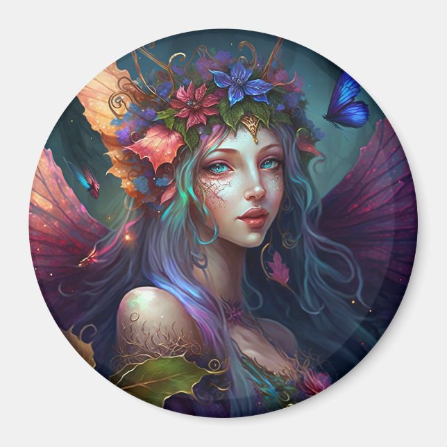 Fairy Girl Imaginaire Art bouton Magnet (Devant)