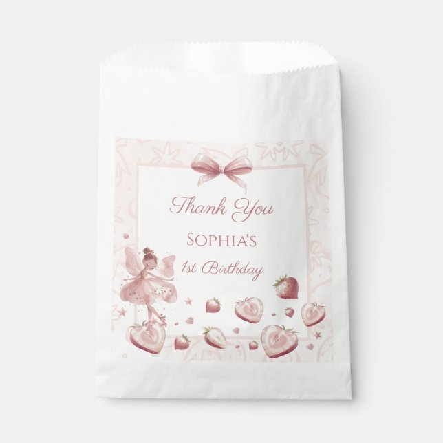 Fairy Girl Strawberry Berry Happy Birthday Geschenktütchen (Vorderseite)