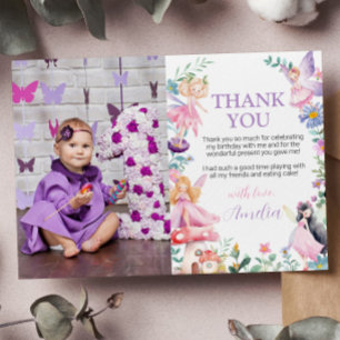 Fairy Girl'Anniversaire Photo Carte de remerciemen