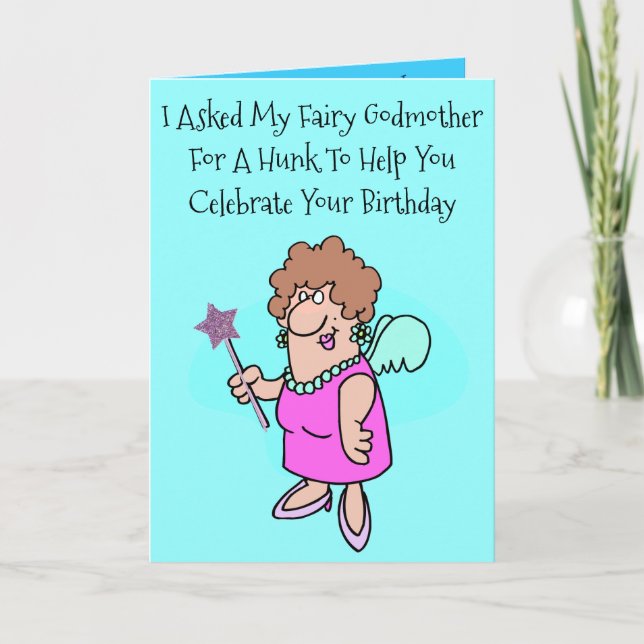 Fairy Godmutter & GodVater auf der sonnigen Geburt Karte (Vorderseite)