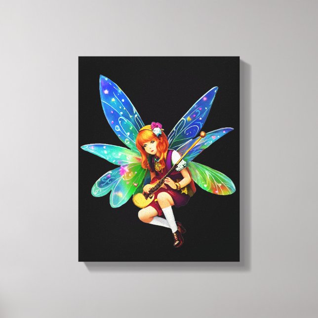 Fairy hält Musikinstrument Leinwanddruck (Vorderseite)