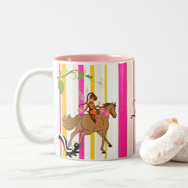 Fairy Horse Skunk Stripe Pink Tasse (Mit Donut)
