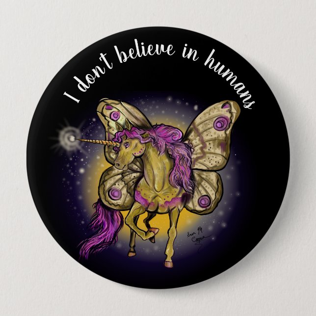 Fairy Horse Yellow Kaisermoth Button (Vorderseite)