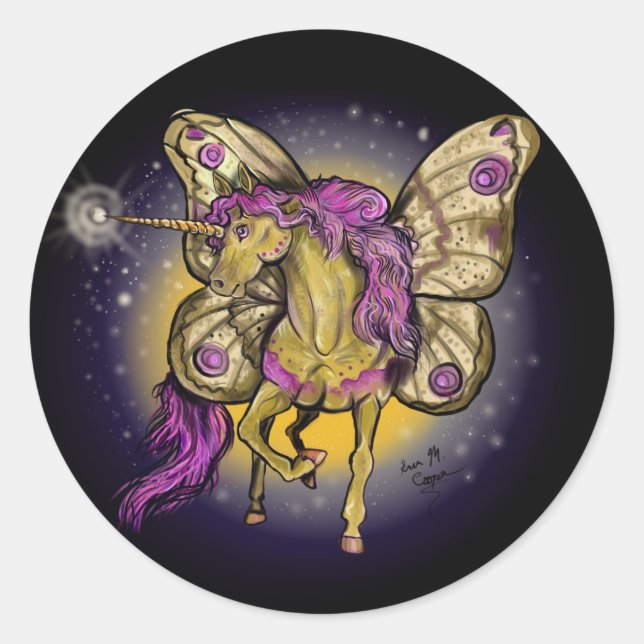 Fairy Horse Yellow Kaisermoth Runder Aufkleber (Vorderseite)