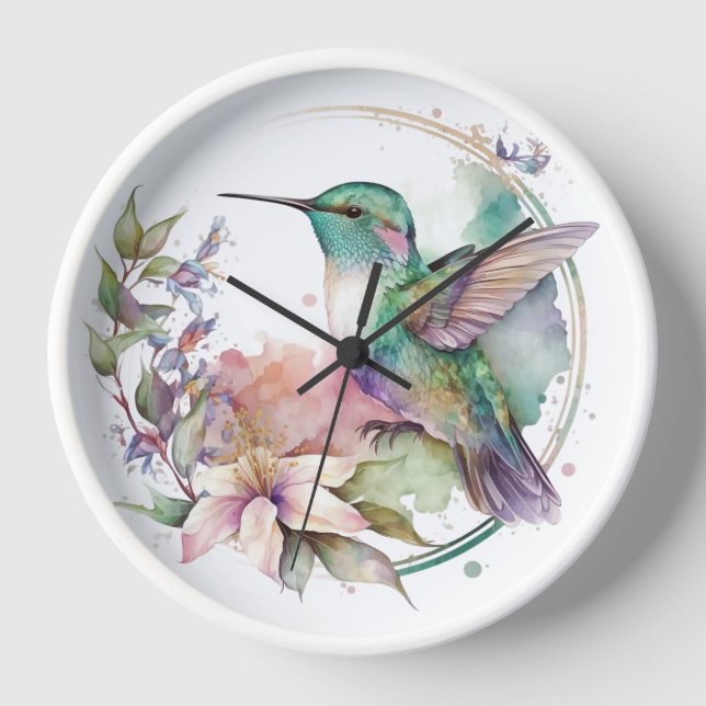 Fairy Hummingbird Wall Clock Uhr (Vorderseite)