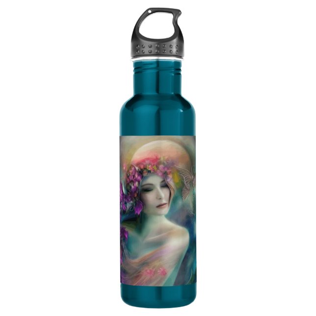 Fairy im Blumengarten Wasserfarbe Edelstahlflasche (Vorderseite)