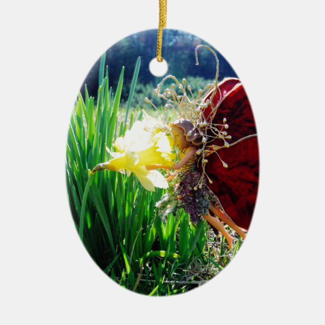 Fairy in den Affodien Keramik Ornament (Vorne)