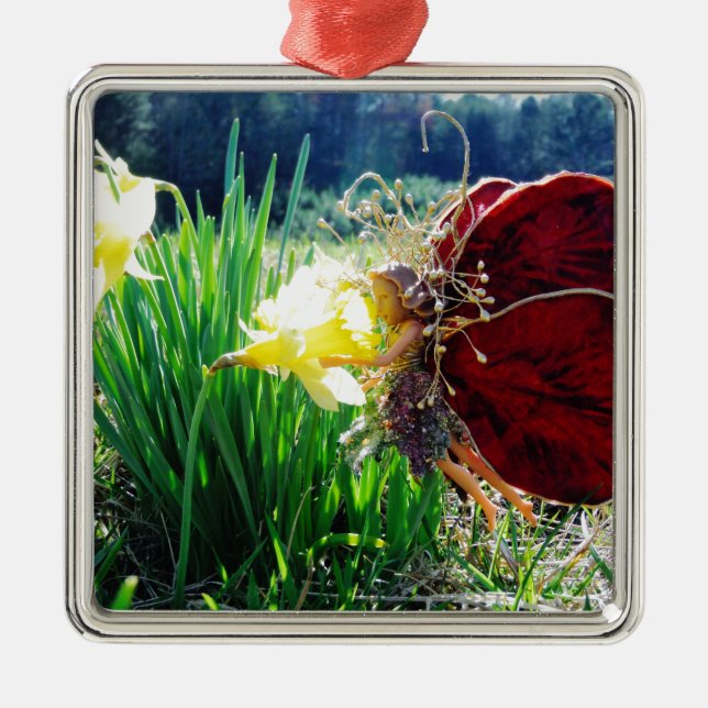 Fairy in den Affodien Silbernes Ornament (Vorne)