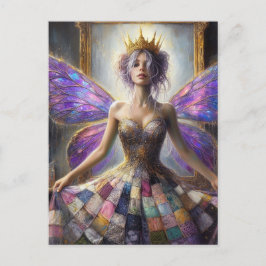 Fairy in einem gequilten Kleid, das beim Spiegel s Postkarte