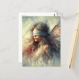 Fairy in einer Blindfalte mit Paint-Tropfen Postkarte