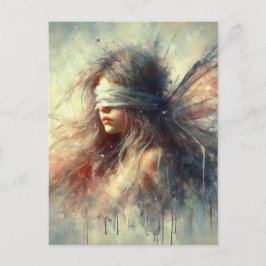 Fairy in einer Blindfalte mit Paint-Tropfen Postkarte