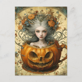 Fairy in einer Kürbislaterne Tasse Postkarte