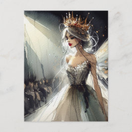 Fairy in einer Mode-Show Wasserfarbe Postkarte