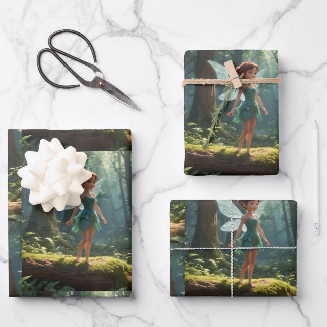 Fairy in Forest Geschenkpapier Set (Vorderseite)