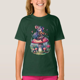 Fairy in Hoodie Viola spielen auf einem Pilz T-Shirt