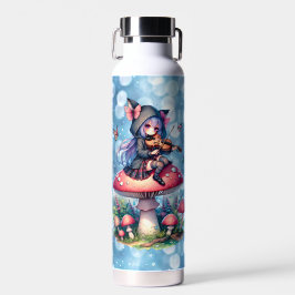 Fairy in Hoodie Viola spielen auf einem Pilz Trinkflasche