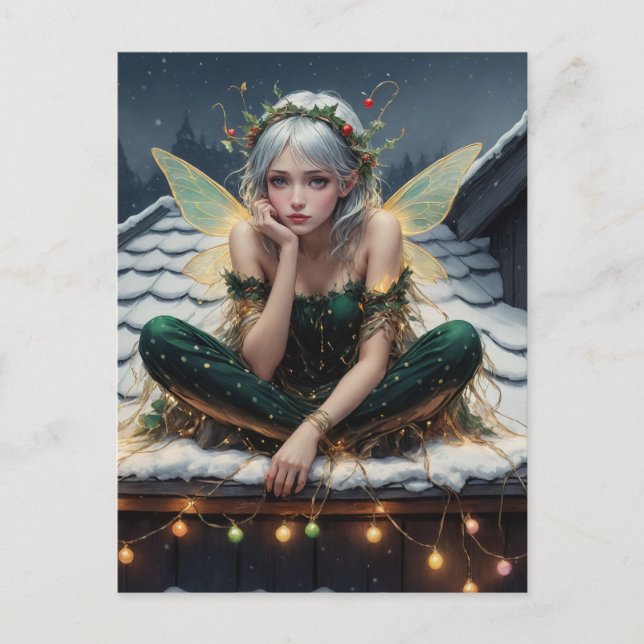 Fairy in Weihnachtslicht ummantelt Postkarte (Vorderseite)