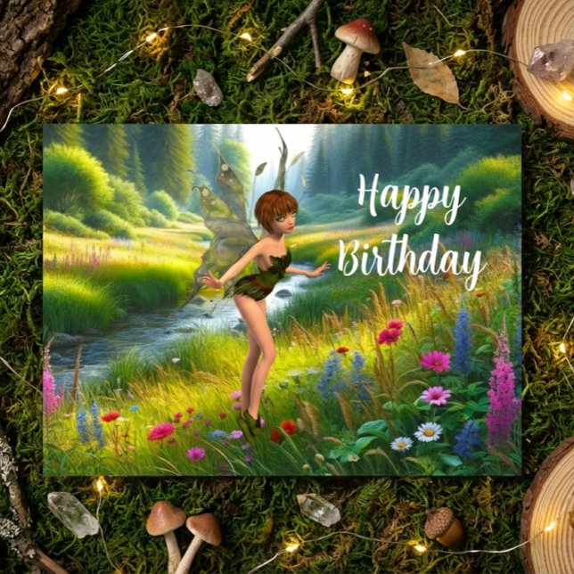 Fairy in Wildblume Garden Geburtstag Postkarte (Von Creator hochgeladen)