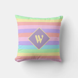 Fairy Kei Pastel Rainbow Striped Monogram Kissen