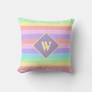 Fairy Kei Pastel Rainbow Striped Monogram Kissen