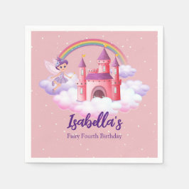Fairy Kid's Birthday Fairytale Castle Rainbow Serviette