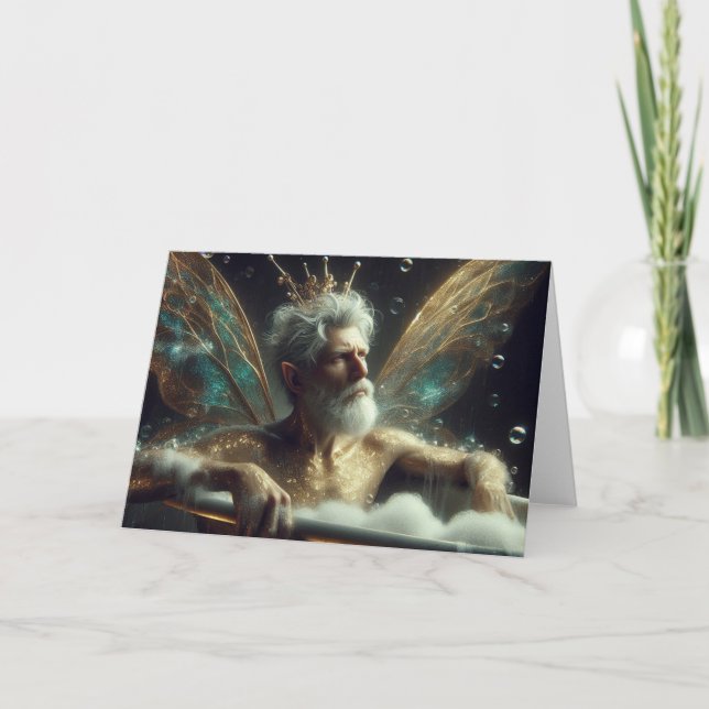Fairy King nimmt ein Bad in einer Goldtüte Karte (Vorderseite)