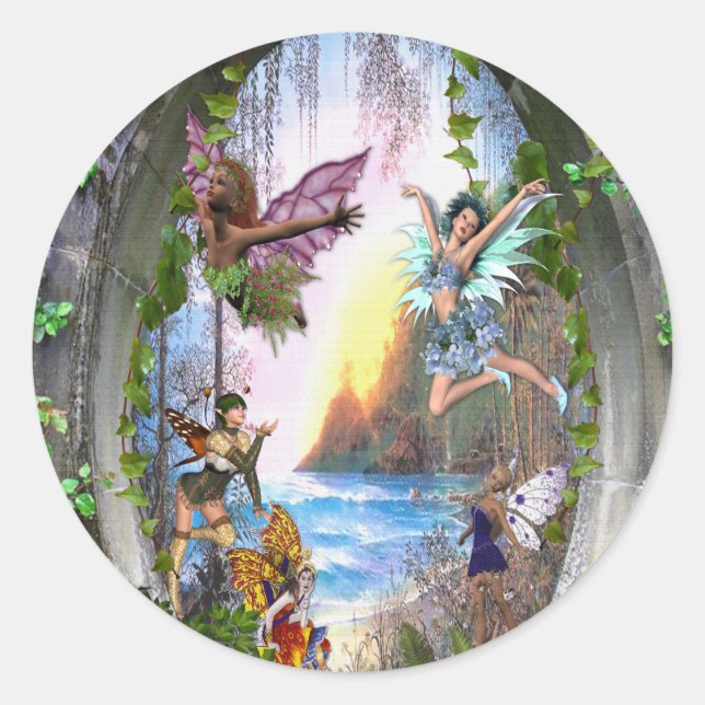 Fairy Kingdom Runder Aufkleber (Vorderseite)