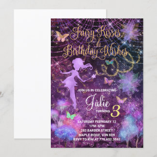 Fairy Kisses and Birthday wünscht Einladung