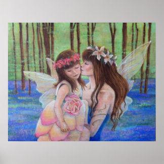 Fairy Kisses ART PRINT Mutter und Tochter Poster