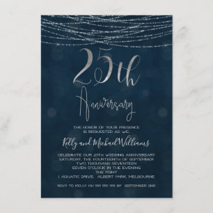 Fairy Lights 25e anniversaire Mariage Invitation