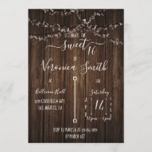 Fairy Lights and Wood Sweet 16 Einladung