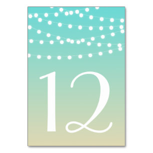 Fairy Lights   Beach Ombre Tischnummer Card