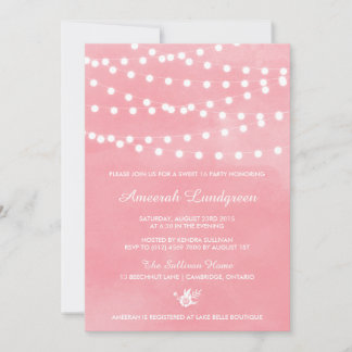 Fairy Lights Pink 16 . Geburtstag Party Einladung