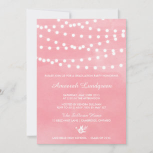 Fairy Lights Pink Graduation Party Einladung