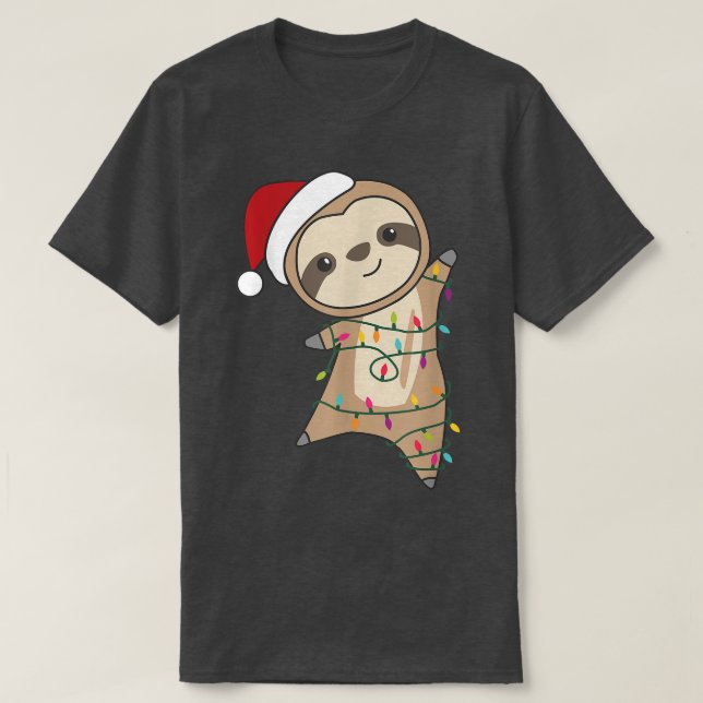 Fairy Lights Sloth Christm T-Shirt (Design vorne)