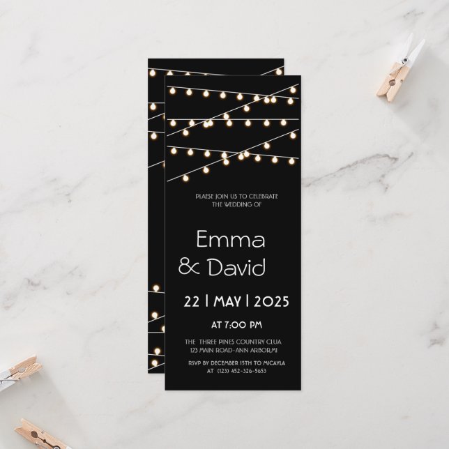 FAIRY LIGHTS WEDD INVITATION EINLADUNG (Vorderseite/Rückseite Beispiel)