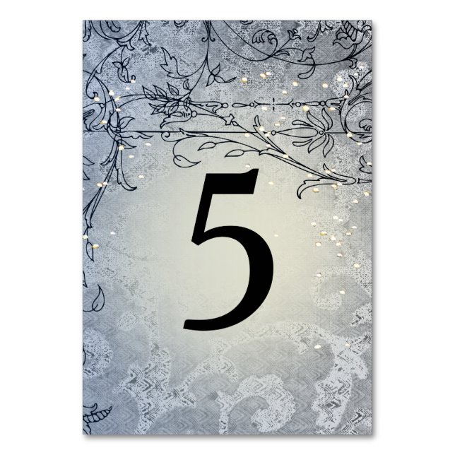 Fairy Lights Whimsy Blue Tischnummer (Rückseite)