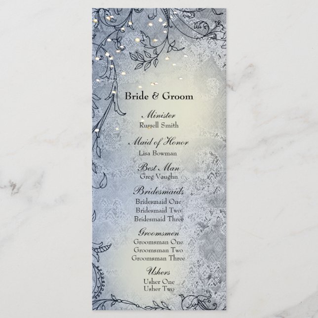 Fairy Lights Whimsy Blue Wedding Program Programm (Vorderseite)