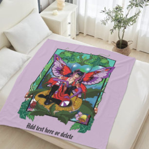 Fairy Lila Red Mushroom Gothic Fleecedecke