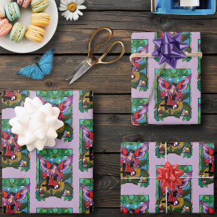 Fairy Lila Red Mushroom Gothic Geschenkpapier Set