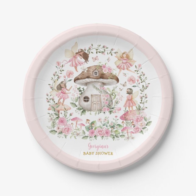 Fairy Magical Forest Garden Girl Babydusche Pappteller (Vorderseite)