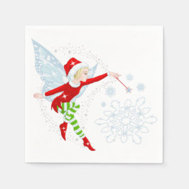 Fairy Merry Christmas White Cocktail Paper Napkin Serviette