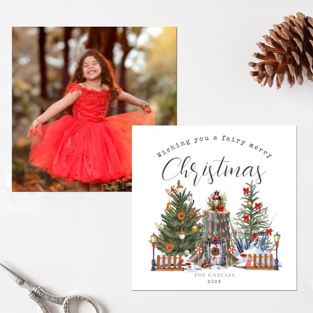 Fairy Merry Christmas Woodland Forest Foto Karte (Von Creator hochgeladen)