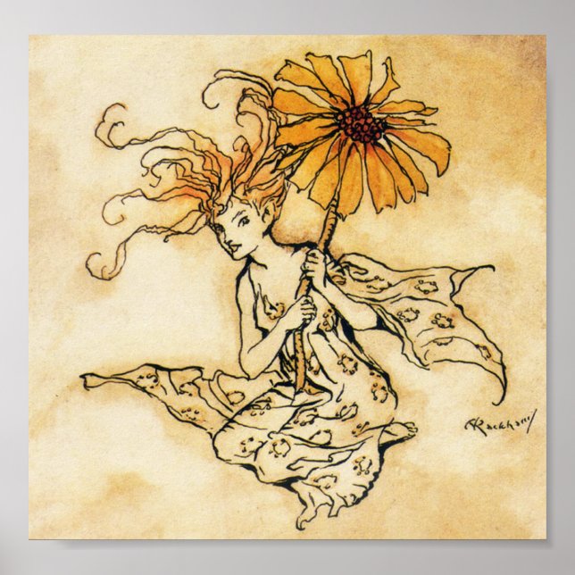 Fairy mit Blume Poster (Vorne)
