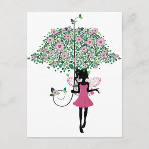 Fairy mit Blumenschirm Postkarte