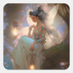 Fairy mit Lattern Quadratischer Aufkleber