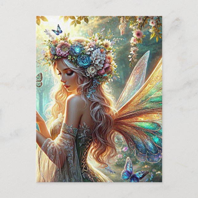 Fairy mit Schmetterlingen Postkarte (Vorderseite)