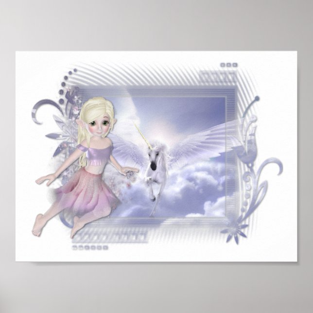 Fairy mit Unicorn D2 Poster/Print Poster (Vorne)