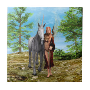 Fairy mit Unicorn Fliese